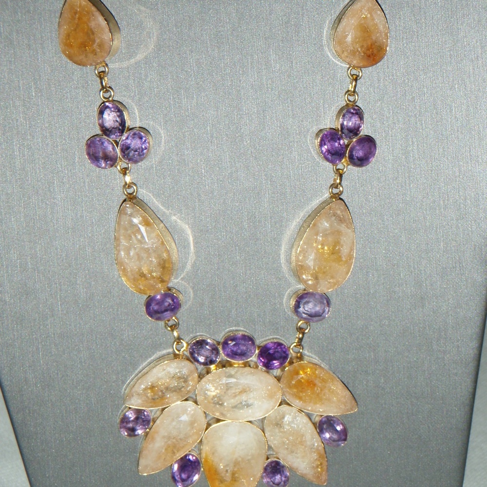Spectacular Quartz & Amethyst Statement Necklace
